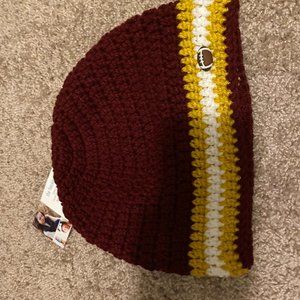 Garnet and gold knit beanie